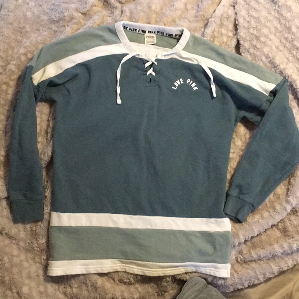 Pink brand green sweatshirt